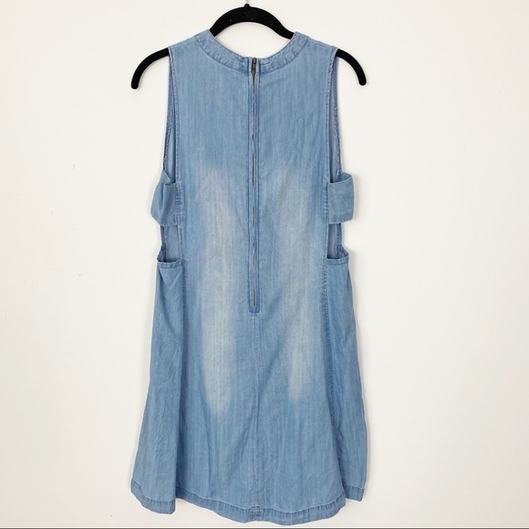 TAYLOR & SAGE Blue Chambray Denim Side Cutout Dress Small Fall Casual Sexy - Picture 4 of 6